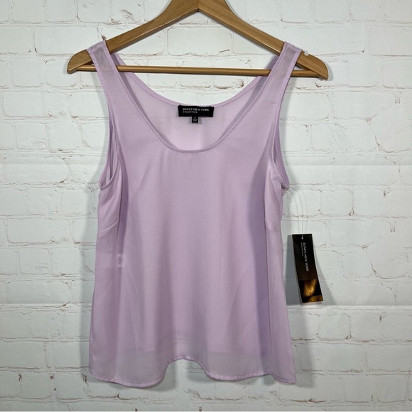 New Jones New York Collection Camisole Tank Top Size 4 Purple Chiffon Sheer - Picture 1 of 8